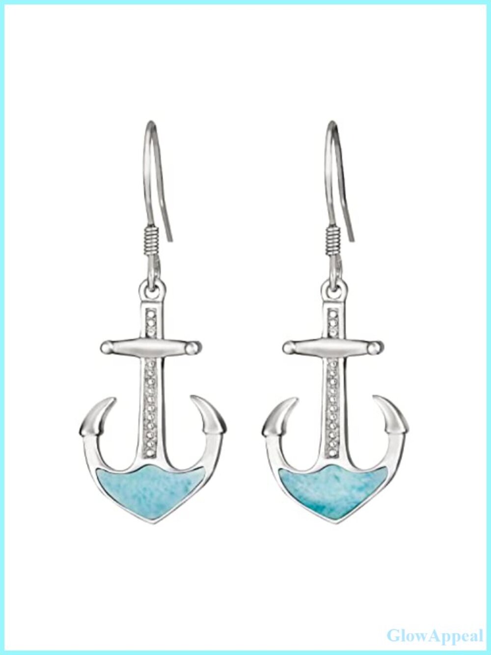 Sterling Silver Larimar Anchor Dangle Earrings